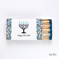 Additional picture of Chanukah Long Matches in Rectangular Gift Box Menorah Design 50 Count