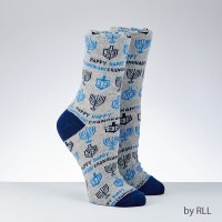 Chanukah Crew Socks for Adult Happy Chanukah Design Size 10-13