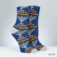 Chanukah Crew Socks Rambam Menorah Design Adult Size 10-13