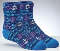 Additional picture of Chanukah Crew Socks Dreidels and Happy Chanukah Design Youth Size 1-5