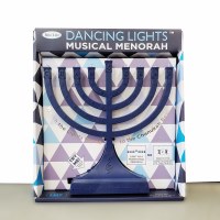 Plastic Menorah Dancing Lights Musical Theme Battery Or USB Operated Navy