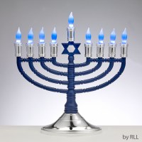 Electric Plastic Menorah LED Premium Blue Silver