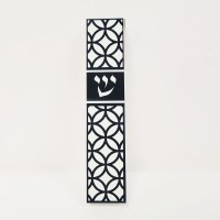 Aluminum and Lucite Mezuzah Case Circle Design Black 12cm