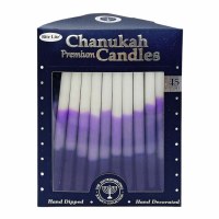 Premium Chanukah Candles Purple White 45 Count Box