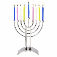 Steel Mini Menorah Set Menorah with Birthday Candles