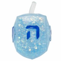 Squish Dreidel™ Filled with Irridescent Glitter Blue 2.75"