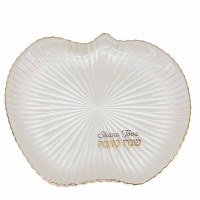 Rippled Glass Apple Dish Gold Accent