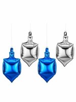 Additional picture of Chanukah Mylar Balloons Dreidel Shaped Blue Silver 15" 4 Pack