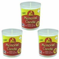 1 Day Memorial Yahrzeit Candle Paraffin Wax in Glass Cup 3 Pack