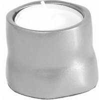 Yair Emanuel Anodized Aluminum Tea Light Single Candle Holder Silver Matte