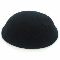 Black Fine Knitted Kippah Serugah 13cm