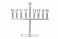 Crystal Oil Menorah with Crushed Stones in Straight Stems 12"H