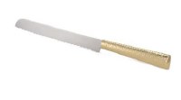 Challah Knife 925 Silver Plated Gold 
Hammered Handle Serrated Blade by Hazorfim