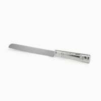 Challah Knife Silver Plated Forma Style Serrated Blade by Hazorfim
