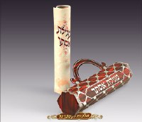 Megillas Esther Scroll in Brown and Silver Case