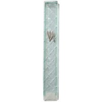 Glass Diamond Mezuzah Case with Silver Shin 12cm