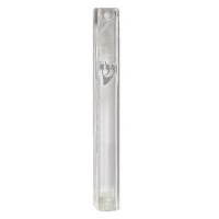 Lucite Mezuzah Case Clear Silver Shin 12cm