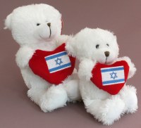 Additional picture of White Teddy Bear with Israel Flag on Red Heart