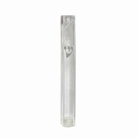 Mezuzah Plastic Clear 10cm Silver Shin