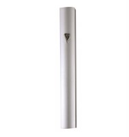 Aluminum Mezuzah with Metal Matte Silver Shin Round Shape 12cm