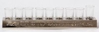 Oil Menorah Strip with Glass Cups Silver