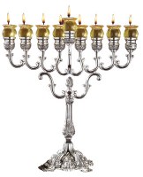 Oil Menorah Silver Plated Traditional Large 13"