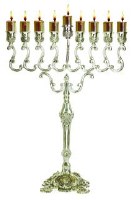 Oil Menorah Silver Plated Traditional Design Extra Large