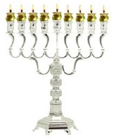 Silver Plated Oil Menorah Square Base 14"