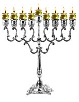 Silver Plated Oil Menorah Traditional Design 14"