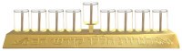 Oil Menorah Gold Color Base with Glass Cups and Tzinores Wick Holders