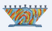 Candle Menorah Hand Crafted Colorful Winds Design