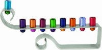 Yair Emanuel Chanukah Candle Menorah Curl Anodized Aluminum Multicolor