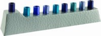 Yair Emanuel Hanukkah Candle Menorah Hammer work Anodized Blue