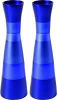 Yair Emanuel Anodized Aluminum Long Shabbat Candlesticks Blue