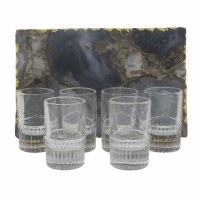 Additional picture of Shot Glasses Set of 6 on Agate Marble Stone Board - Assorted Colors