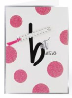 Bat Mitzvah Card Polka Dot Design Pink