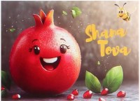 Additional picture of Rosh Hashanah Greeting Card Pomegranate Design 5 Pack