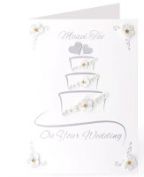 Greeting Card Wedding 3 Layer Cake Design Silver