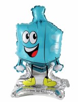 Foil Tabletop Balloon Dreidel Design Chanuka Decoration Blue 18"