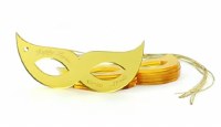 Lucite Mishloach Manos Gift Tags Mask Design Gold 6 Count