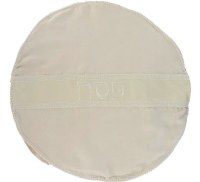 Polyester Round Matzah Cover Embroidered Faux Leather Strap Design Beige 15"