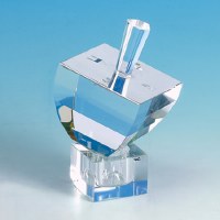 Crystal Dreidel with Mirror Top and Stand