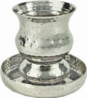 Yair Emanuel Judaica Nickel Kiddush Cup - Goblet Hammer Work