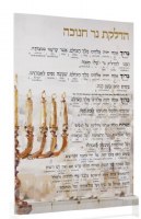 Lucite Chanukah Brachos Card Artscroll  Interlinear Painted Artwork Jerusalem Fire Design with Stand