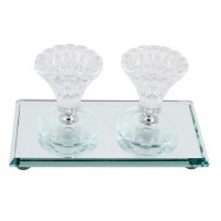 Crystal Candlesticks Round with Mirror Base