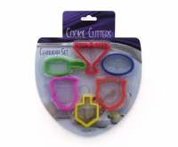 Plastic Chanukah Shaped Cookie Cutter 6 Piece Set Multi Color