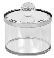 Crystal Honey Dish and Cover Silver Rim 2"