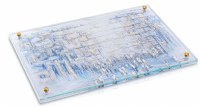 Lucite Challah Board Painted Kosel Design by Yosefa Blue 11" x 16"