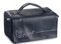 Faux Leather Esrog Box Holder Embroidered Design Navy