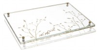 Lucite Challah Board Leaf Design Gold 11" x 16"